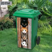 1pc 14.57 X 32.28 Inch Trash Can Sticker, 4 Cats Exploring Outside Window, Decorative Wall Paper Self-Adhesive For Kitchen Trash Can, Wall, Home Decor - Style 1 - View 5