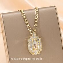 1pc Fashion Vintage Religious Virgin Mary Zirconia Necklace, Women's Vintage Distressed Craft, Low-Key Luxury, Bright Zirconia Inlaid Design. 50cm Chain Fits Neck Perfectly, Gentle And Elegant Style Suitable For Various Occasions. - Yellow Gold - View 8