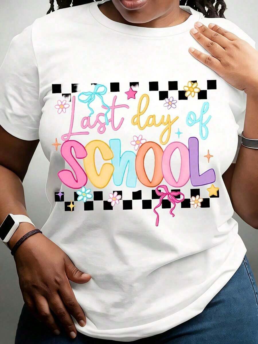 Camiseta de Celebración del Último Día de Clases para Niños y Maestros, Ropa Divertida de Verano, Ropa para Fiesta de Graduación, Eventos Escolares de Fin de Año, Camiseta de Algodón - Blanco - Ver 1