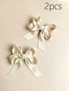 2pcs/3pcs Cotton Ribbon Fabric Solid Color Elegant Streamers Hair Clips, Versatile Daily, Party, School, Wedding Gift Hair Accessories, Ponytail Decor - Multicolor - View 13