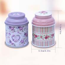 6 piezas Tarros portátiles multiusos con tapa con estampado floral, adecuados para almacenar artículos pequeños y hacer velas. Material duradero, gran opción de regalo, también adecuado para decoración estacional, festiva y del hogar. - D-6PCS Color aleatorio - Ver 2