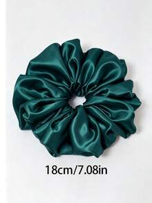 1个纯色优雅简约超大号弹力发圈，适合浓密头发，女士日常佩戴发饰，可搭配头巾、马尾辫使用，发圈、橡皮筋、发绳、发绳 - 墨綠色 - 查看 5