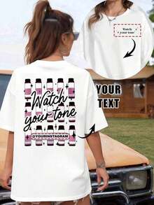 Personalize Your Comfortable Double-Sided Casual T-Shirts For Women, Add Your Own Text To Design Your Custom Printed T-Shirts, Custom T-Shirts For Stylists - Beauty T-Shirts, Gifts For Hairdressers, Gifts For Stylists. - 白色 - 查看 1