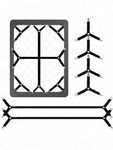 LMMAKE Bed Sheet Straps, 6 Pack Fitted Bed Sheet Fasteners Clips Adjustable Crisscross Bed Sheet Holder Straps For Corners Mattress Sheet Suspenders Grippers Bedding Accessories, Black - Fasteners + Clamps - View 2