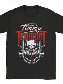 Unisex T-Shirt Featuring A Red And White Timmy Trumpet Design. Soft And Versatile, This Essential For Year-Round Casual Wear Is Perfect For Any Occasion. An Affordable Everyday Essential, It Makes A Great Gift For Fans And Friends. With Its Crisp, Streamlined Cut, This T-Shirt Creates A Clean And Vibrant Look. Its Relaxed Yet Flattering Silhouette Suits All Body Types, Offering A Style That's Both Casual And Sophisticated. - 黑色 - 查看 1