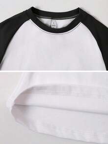 1 pieza Camiseta deportiva de manga corta de ajuste ceñido y minimalista para mujer, ideal para el verano - Blanco y Negro - Ver 4