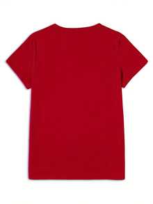Women's Plus Size Floral And Horse Graphic T-Shirt - Elegant Two Horse Design In Black, Soft And Stretchy Crew Neck, Casual And Formal Outfits For Everyday Wear - Machine Washable Women's Tops (Sizes) - Perfect For The Office, Parties, Vacations, Horse Gifts, Holiday Wear, Non-See-Through Material, Party Outfit, Comfortable Fit, Elegant Blouse, Office Ladies, 100% - 紅色的 - 查看 2