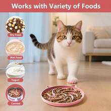 2Pcs Slow Feeder Bowl, Puzzle Feeder, Interactive Toys, Slow Feeding Bowl Suitable All Dry And Wet Foods, Easy To Clean Silicone Bowls (And Pink) - 預設 - 查看 3
