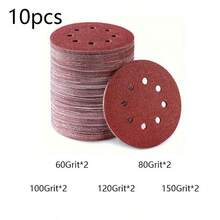 10/50片 125mm 砂紙盤 60/80/100/120/150/180/240/320/400/600/800/1000號 適用於5英吋8孔圓形底盤 - 紅色 - 查看 36