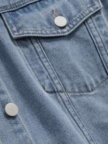 Chaqueta vaquera de manga larga con bolsillos con solapa, de corte holgado para mujer, para otoño/invierno - Lavado ligero - Ver 4