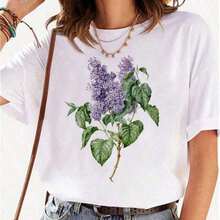 Women's Breathable Bohemian T-Shirt, Fashionable In Summer, Harajuku Floral Print, Popular Y2K Style, Round Neck, Short Sleeve, Casual. - 紅白 - 查看 6