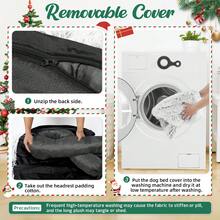 Cozy Plush Dog Bed With Removable Washable Cover – Furniture Protector For Dogs & Cats, All Sizes - Grey - Christmas Edition - View 4