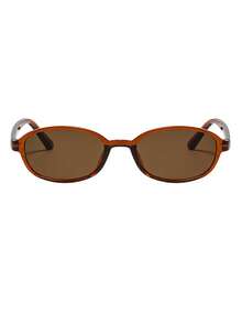 1 Pair Women's Tea Color Oval Frame American Ins Style Cool Fashion Glasses - Brown - View 2