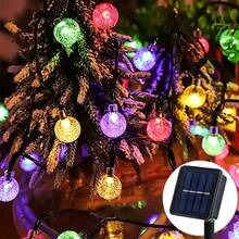 Dây đèn LED năng lượng mặt trời hình cầu pha lê dài 22 mét, 200 bóng, 8 chế độ đổi màu, thích hợp trang trí ngoài trời, sân vườn, hiên nhà, tiệc tùng, Giáng sinh, đám cưới. - Nhiều thông số kỹ thuật - Xem 6