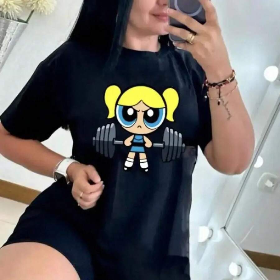 Cheap Women's Sports Oversize T-Shirt For Super-Cool Gym Girls, Bombshell, Acorn, Bubble Girl Power Long Blouses For Women, Pretty Blouses For Women, Sports Essential For Summer. - 07 - 查看 1