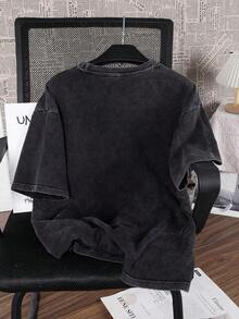 1 Piece Women's Cotton T-Shirt With Fun Lips And Letter Print, Urban Style, Comfortable, Retro Chic, Casual, Punk Style, Short Sleeve, Black, 180g, 100% Cotton - 黑色 - 查看 2