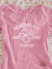 Blusa casual de mujer con bordado floral, camiseta de cuello redondo para el verano - Rosa 2 - Ver 3
