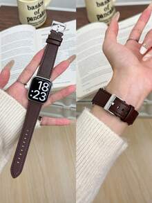 1件 PU圓形手錶錶帶，適用於 ，女款，38mm 40mm 41mm 42mm 44mm 45mm 46mm 49mm，適合 Series Ultra 11/10/9/8/7/6/5/4/3/2/1 SE - Havane Silver - 查看 1