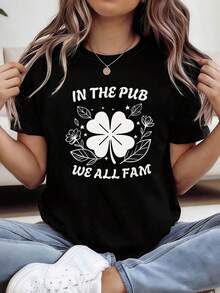 Women's T-Shirt With Geometric Print, Plus Size For Plus Sizes, Round Neck, Casual Short Sleeve With Print, Retro Style, Casual Short Sleeve, With Elasticity, Ideal For Daily Wear And Games, High Quality, Breathable And Elastic, With Comfortable Fit. - 黑色 - 查看 8