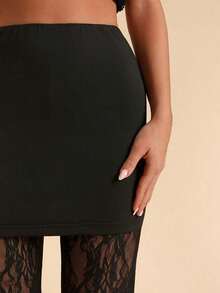 Pantalones elegantes de cintura alta con volantes de encaje para mujer, para citas, salidas nocturnas, para otoño e invierno - Negro 3 - Ver 3