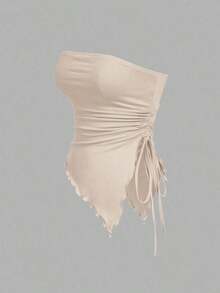 Top bustier de múltiples piezas con cintura anudada a los lados y fruncido, top tubo sólido retro, top de otoño, top para salir, primavera/verano, top de fiesta, playa, casual, vacaciones, disfraz de carnaval - Multicolor 10 - Ver 10