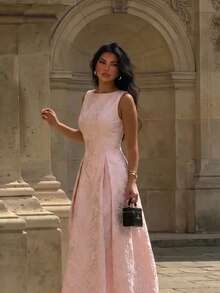 VINOVA Women's Elegant Sleeveless Backless Mid-Length Dress - Baby Pink - View 9
