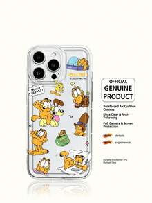 加菲猫手机壳轻巧防滑，防摔耐用，适用于iPhone 17/17Air/17Pro/17ProMax/11/12/13/15/16Pro/16ProMax/14Plus/15Plus/16Plus/15Pro/16ProMax/XR等卡通动漫手机。这款手机壳包装精美，是馈赠亲朋好友的理想节日礼物。 - 無色 - 查看 1