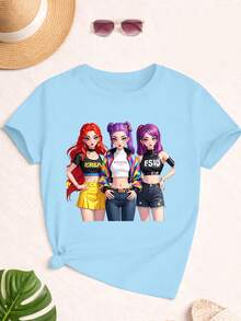 Camiseta de manga corta para niños con estampado de K-Pop, 120-170 cm, cuello redondo, recuerdo para fanáticos de K-Pop, transpirable y lavable a máquina - Blanco - Ver 9