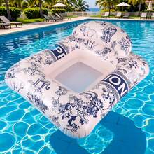 Hamaca inflable para piscina con estructura de malla en la parte inferior, transpirable y cómoda, que proporciona una experiencia de flotación refrescante, flotador inflable para piscina, artículo esencial para la playa - Multicolor - Ver 7