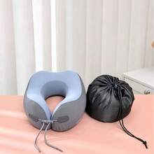 Memory Foam Travel Pillow, Orthopedic Neck Support Pillow For Airplane, Train, Car, Removable And Washable, With Storage Bag - Dark Grey - View 12
