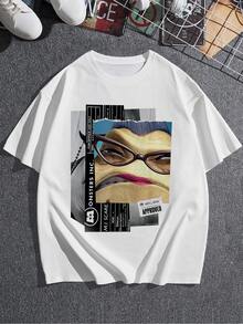 Gráfico divertido que muestra a una secretaria caricaturizada con expresión seria y gafas grandes simbolizando humor y actitud fuerte ideal para chicas seguras camiseta de mujer  cómoda y casual para uso diario - Blanco - Ver 3