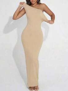 Vestido largo convertible sin tirantes para mujer (se puede plegar en un vestido corto) Negro elegante de verano - Champán - Ver 6