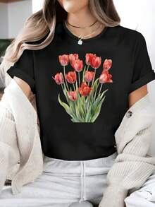 Dam-T-shirts - Svart - Visa 1