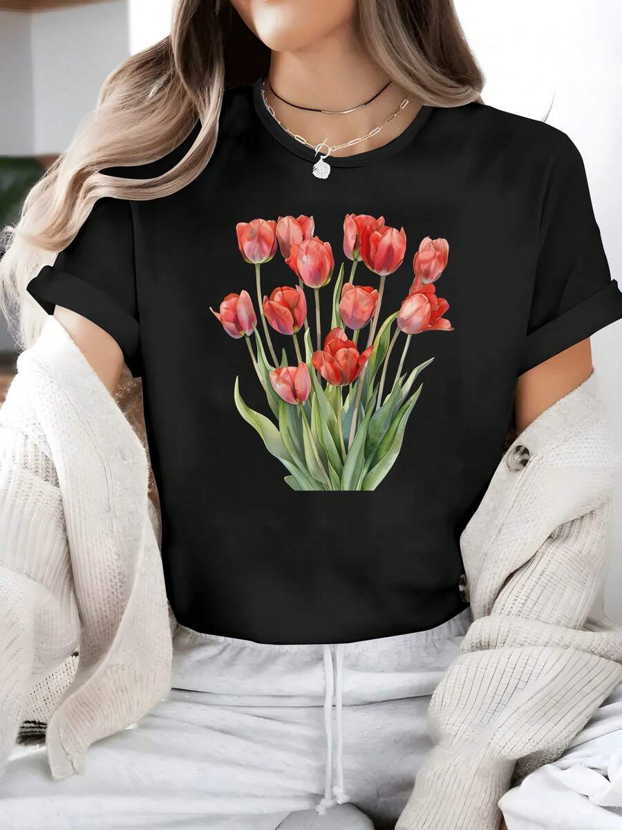 Dam-T-shirts - Svart - Visa 1