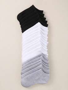 30 Pairs Kids' Solid Color Ankle Socks: Solid Color, Ultra-Thin Breathable, Soft & Comfortable, Casual Versatile, Student Socks - Suitable For Daily Wear, Random Color Assortment - Multicolor - View 2