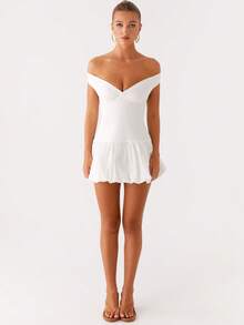 Women Bodycon Dresses Summer Off Shoulder Dress for Party Vacation - Blanco - Ver 6