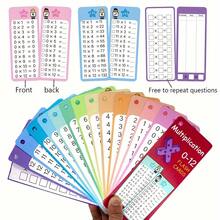 Juego de tarjetas didácticas de matemáticas 0-12 para niños, con tarjetas de aprendizaje de suma, resta, multiplicación y división, incluye 2 marcadores de borrado en seco y anillo de encuadernación - Multicolor - Ver 3