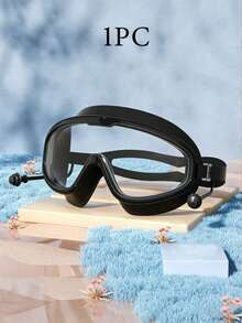 Large Frame Waterproof Anti-Fog Swimming Goggles, Adult Size, With Integrated Earplugs, Comfortable Design, Unisex, Transparent Wide Field Of View, Leak-Proof Seal, UV Protection, Durable Construction, Suitable For Swimming Pool Training And Water Sports - Multicolor - View 13