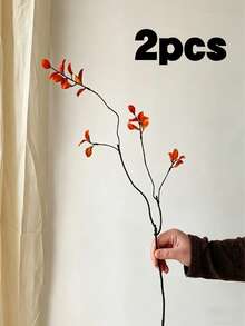 4/7/13pcs Artificial Ficus Leaves, Long Stem - Ideal For Flower Arranging, Home & Office Decor - Can Be Used As Vase Filler And Bouquet Accent - Perfect For Home Decor, Office Decor And Mother's Day Gift.Simulation Short Branch Small Autumn Leaf - Multicolor - View 14