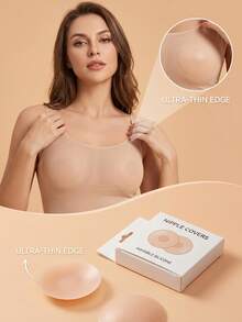 1 Pair Invisible Self-Adhesive Wear-Resistant Washable Nipple Covers, Suitable For Swimwear, Clothing, Tank Tops, Beach, Water Park, Swimming Pool, Daily Wear, Etc. Bath Essential, Invisible Coverage, Breathable Adhesion, Washable Material, Vacation Essential, Prevent Exposure - Silicone Pad - View 1