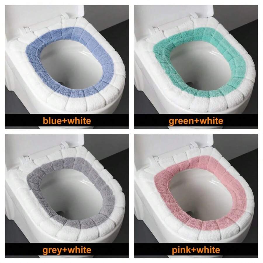 2856 Thick Plush O-Shaped Warm Toilet Seat Cushion, Universal Toilet Seat Cushion, Reusable Winter Toilet Seat Cushion, Toilet Seat Cover - 4個不同顏色的部件 - 查看 1