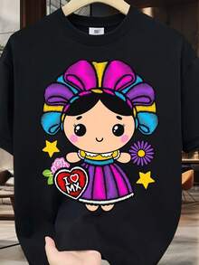 Camiseta 100% para Hombre - Manga Corta, Cuello Redondo, Estampado Digital, Cómoda para Todas las Temporadas, Lavable a Máquina, Ideal para Salidas Diarias, Diseño Circular, Estilo Casual de Verano, Muscle Freaks Mexican Style Heart MX - Negro - Ver 1
