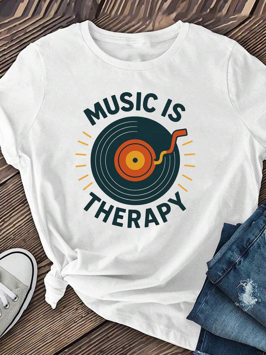 Women's Short Sleeve T-Shirts Inspired By Music Albums, Casual Spring And Summer T-Shirts, Women's Summer Clothes, Casual Short Sleeve T-Shirts - 白色 - 查看 1