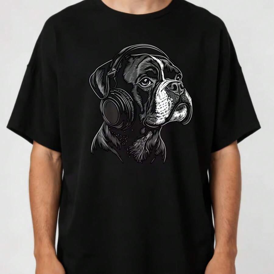 Printed T-Shirt For Men And Women - 黑色 - 查看 1