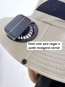 SOMBRERO CON VENTILADOR RECARGABLE SOLAR O LUZ DIRECTA PARA HOMBRES Y MUJERES PROTECCIÓN SOLAR COLOR ALEATORIO - Multicolor - Ver 5
