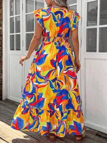 Comfylo Vestido casual de vacaciones largo con estampado de paisley talla grande, estilo boho, atuendos de verano boho de dinero viejo para mujeres, atuendos de primavera break rave, atuendos de festival de primavera break - Amarillo - Ver 2