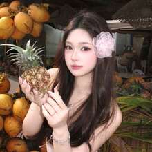 2个时尚薄纱花朵发夹，度假风发夹，少女发饰 - 粉色 - 查看 2