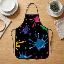 A Stylish Polyester Nail Polish Print Apron, Made Of Polyester, Adjustable, Waterproof And Comfortable, Suitable For Home Cooking, Baking, Grilling And DIY Projects, Unisex. - Multicolor - View 5