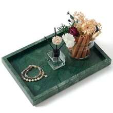 Bandeja de mármol, bandeja de tocador natural pura, bandejas de mármol para encimera de cocina, no cerámica/sin resina, bandeja de piedra de 12 x 8 pulgadas - Verde - Ver 8