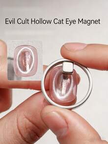 1pc Magnetic Square/Round Frame For Cat Eye Nail Art, Designed With Transparent Glass Beads, Strong Magnetic Attraction And Focusing Effect, Suitable For Various Gel Polishes, Essential Tool For Gradient Cat Eye And Hollow Cat Eye Nails, Professional Nail Art Accessory - Multicolor - View 3